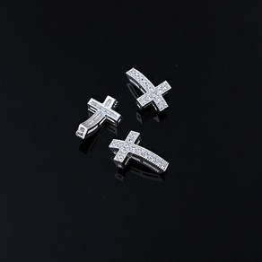 비즈아이 [8-502-09]순은펜던트 큐빅곡선십자가 13x9mm 내경0.7mm 실버925 1개