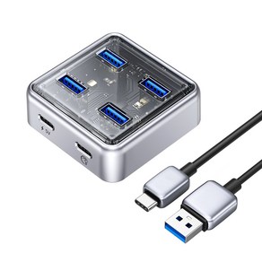 오리코 아연합금 4포트 투명 USB 3.0 허브 XHJ