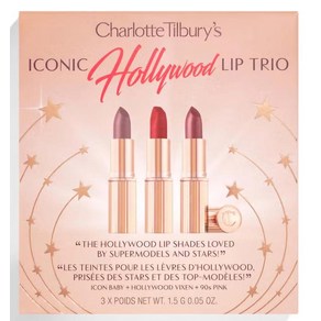 CHARLOTTE TILBURY 아이코닉 미니 립 트리오 키트 - 필로우 토크 워크 오브 노 샤임 슈퍼모델 0.9g(0.03온스) (3팩), 1개