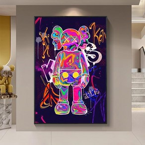 베어브릭그림 액자 포스터 kaws 노래방 대형 네온사인 장식그림 베어브릭1000프로 400프로 피규어, 30 40, 기본 사진 컬러 프레임, QB00327-21