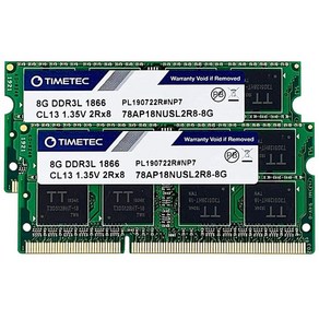 Timetec 16GB KIT(2x8GB) DDR3L DDR3 1866MHz PC3L-14900 PC3-14900 Non-ECC 언버퍼드 1.35V 1.5V CL13 2Rx8