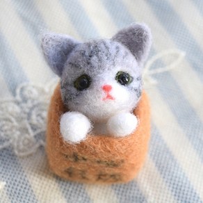 아트조이 DIY 고양이 양모펠트 키링 키트 아메리칸숏헤어, 1개