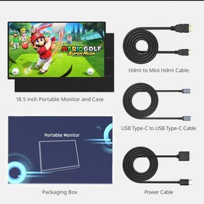 XIAN와트EI 휴대용 모니터 100% SRGB FHD 외부 디스플레이 화면 USB C IPS 노트북 맥북 폰 PC XBox PS4/5, 1) Z185FC - Euopean standad, 1) Z185FC - Euopean standad