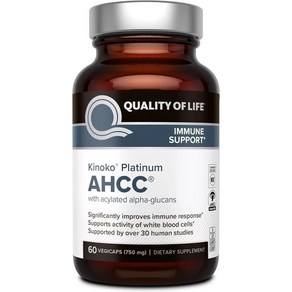 키노코 Quality Of Life 플래티넘 AHCC 750mg 60채식캡슐 248123, 1개