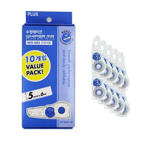 플러스 PLUS 605R 수정테이프 리필 VALUE PACK 10개입 블루, 단품