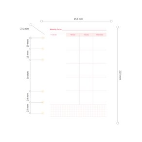 드림널스 A5 6공 다이어리 먼슬리(분리형) 48page 1년 분 속지 리필