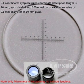 생물 현미경용 접안 렌즈 마이크로미터 및 스테이지 대물 교정 슬라이드 232mm 접안 렌즈 눈금자 DIA 19mm, 6)C6