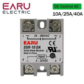 SSR10DA SSR25DA SSR40DA SSR 10A 25A 40A 솔리드 스테이트 릴레이 모듈 PID 온도 제어를위한 DC 332V 입력 AC 24380V 출력, 1개