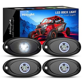 Nilight LED 락 라이트 4개 화이트 라이트 포드 방수 바디 휠 라이트 외부 내부 조명 자동차 트럭 픽업 ATV UTV SUV 오토바이 보트용, 4Pcs Pods, White