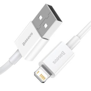 Baseus Supeio 시리즈 고속 충전 데이터 케이블 USB-iP 2.4A 1m 블루, 02 White USB 2.4A, 01 1m, 1개