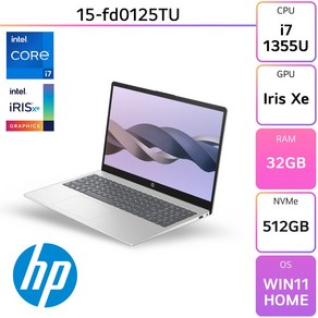 HP 15-fd0125TU, WIN11 Home, 32GB, 512GB, 코어i7, 실버