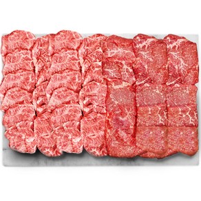 횡성한우 1++ 투뿔 2종 소고기 모둠 구이 4~5인분 800g, 1세트