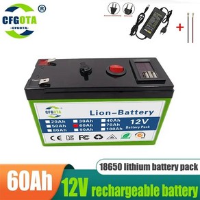 18650 충전식 리튬 배터리 태양 에너지 전기 자동차 LiFePO4 12.6V 3A 100Ah, 01 12v 60Ah, 1개