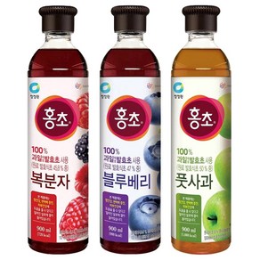 청정원 홍초 900ml 3종 (복분자+블루베리+풋사과) 각1개씩, 1세트