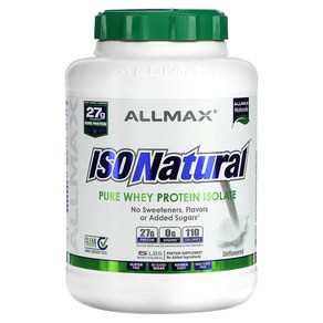 ALLMAX IsoNatual 순수 분리 유청 단백질 오리지널 무향 2.25 kg(5 lbs), ALLMAX IsoNatual 순수 분리..., 2.25kg, 1개