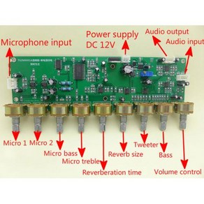 T62M0001A 가라오케 리버브 보드 톤 프리앰프 보드 트레벨 베이스 조정 제어 스테레오 음악 앰프 블루투스