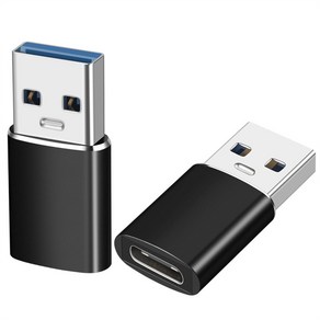 믹스MICS 1+1 메탈 알루미늄 USB C타입 to USB-A 3.2 10Gbps Type-C 변환젠더 2P, 블랙1+1