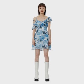 큐리티 C FLOWER PRINT RUFFLE SLEEVELESS DRESS