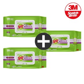 3M 스카치브라이트 더블액션 플러스 물걸레 청소포 표준형 20매 2+1, 1세트