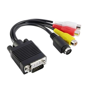 VGA SVGA to S-Video 3 RCA AV VGA TO VIDEE TO OUT S-VIEDO AV ADAPTER CONVERTOR 용 PC 컴퓨터 노트북, 1개