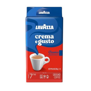 Lavazza Crema E Gusto 그라운드 커피 블렌드 에스프레소 다크 로스트 249.5g(8.8온스) 브릭 (4팩) 정통 이탈리아식 이탈리아에서 혼합 및 로스팅, 250g, 4개