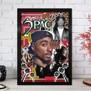 인테리어 소품 분위기액자 2PAC 투팩 스타 포스터 장식 그림 갱스터 랩 투팍 힙합 월 스티커 홈 데코 아트, 01 1_05 40x60cm No Fame