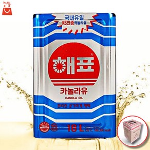 해표 카놀라유 18L 업소용 대용량 저가 식용유 말통, 1개, 1.8L