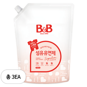 비앤비 섬유유연제 자스민 앤 로즈 리필, 1.5L, 3개