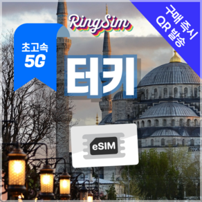 링심 터키이심 5G 튀르키예 이스탄불 esim 데이터무제한 유심, 1개, 5G 매일1GB 후 저속 무제한, 10일