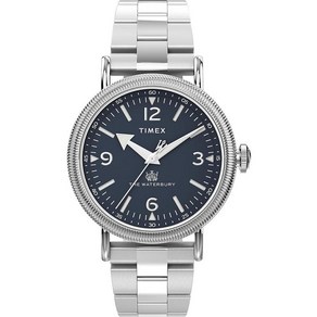 Timex 남성용 Watebuy 트래디셔널 40mm 시계 블랙/화이트/스테인리스 스틸 워터버리 클래식 시계