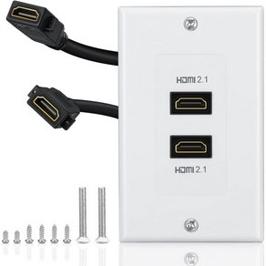 HDMI 2.1 월 플레이트(2포트) ElectOP 8K 콘센트 통과 8K@60Hz 및 4K@120Hz 3D HDR 48Gbps 지원 홈 시어터 시스템에 적합, 2 Pot