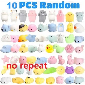 GEEKI 스퀴시 말랑이 모찌 주물럭 슬라임 장난감 피젯 토이 스트레스 볼 완화 해소 50-5PCS Mochi Squishies Kawaii Anima Toys FoAntist, [02] A-10PCS--no epeat