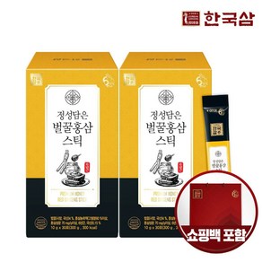 한국삼 정성담은 벌꿀 홍삼스틱 10g x 30포 x 2박스/쇼핑백 증정, 2개, 300g