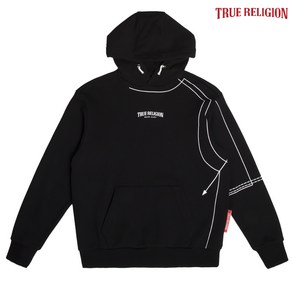 [TRUE RELIGION] 라인 아트 후드 티셔츠 블랙