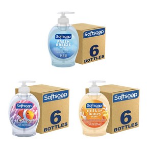 (6개 묶음)소프트솝 프레쉬 브리즈 아쿠아리움 밀크 앤 허니 핸드솝 221ml 3종 /Softsoap Liquid Hand Soap, Fesh Beeze 6개, 6개