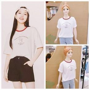 [소이주니어]논현점 24년여름신상 ** 시원한소재 착한가격 ~~** 팔길이 5부 일러스트 링거티 ** 마네킹 키 155 11호 착용 **