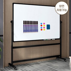 SeekFun 스탠드 화이트보드 양면 자석 칠판 높이조절 이동식 회전가능 600/900/1200/1500mm, 블랙