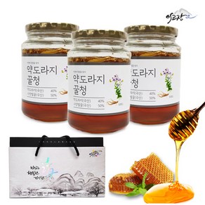 약도라지꿀청 500gX3병(선물박스 포함)/꿀함량 50% 꿀차, 500g, 1개입, 3개