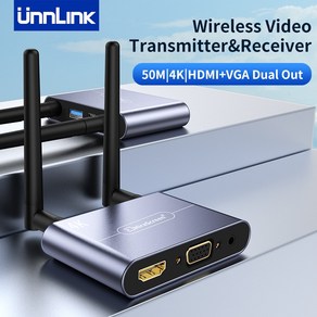 무선hdmi송수신기 Unnlink 무선 TV 동글 4K 60Hz 50m 5G Wifi 휴대폰 노트북-HDMI VGA 수신기 아이폰 호환