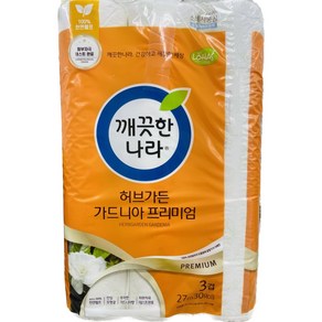 깨끗한나라 허브가든 벚꽃 프리미엄 데코 고급 롤화장지 롤티슈 3겹 30롤, 1개, 30개입, 27길이