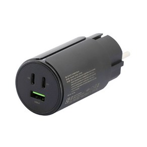 이엘 멀티 3포트 GaN 65W PD PPS USB 고속 충전기, 블랙, 1개