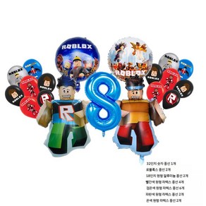 Roblox 풍선 어린이 생일 파티 장식 게임 캐릭터 알루미늄 필름 선물, 숫자8 조합 풍선