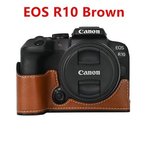 카메라 가방 캐논 EOS R50 R10 200D 200DII 용 카메라 가방 PU 가죽 하프 바디 케이스 배터리 개방 하단 커, 13 EOS R10 Bown, 1개