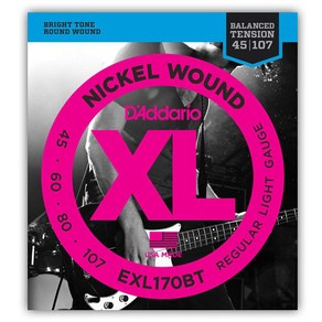 공식수입정품<b>Daddaio - XL Nickel Regula Light Long Scale Balanced Tension / 베이스 스트링 045-107 (EXL170BT), 1개