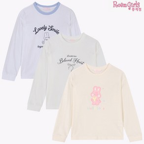 로엠걸즈 중계점 *24년 FW신상 30%SALE* 라운드넥 티셔츠 (3Colo) 귀엽고 사랑스러운 디자인 매일입고 싶은 데일리 긴팔 티셔츠 6~11세 RGLA2481C