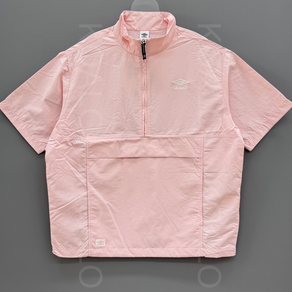 [국내백화점판] UMBRO 엄브로 25신상 클래식 반팔 스탠넥 아노락 셋업 (핑크)