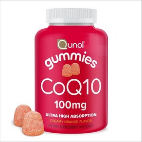 Qunol의 CoQ10 구미 100mg 맛있는 구미 보조제 심장 건강 지원에 도움 60ct, 30.0 Sevings (Pack of 1), 1개, 60정