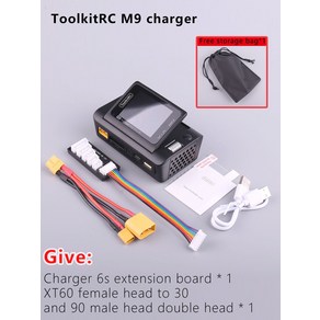 ToolkitRC M9 다기능 600W 20A DC 스마트 밸런스 충전기 오디오 기능 포함 85 도 회전 스크린 18S LIPO 배터리, 1)M9 official set, 1) M9 official set