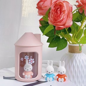 Miffy 미피 가습기 2세대 듀얼 분무 가습량 증가 탁상용 무드등 무소음 미니 가습기 USB 미니 신생아 가습기 선물 책상용 사무실 캠핑 차량용 휴대용 가습기, 핑크, 핑크