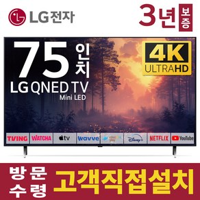 LG전자 75인치 TV QNED 4K 스마트 Mini LED 티비 75QNED85 넷플릭스 유튜브 디즈니 미러링, 고객직접설치, 스탠드형, 75인치TV